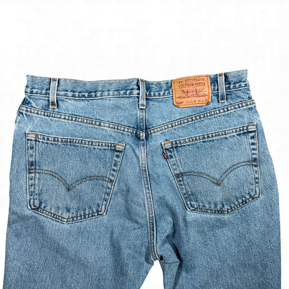 Vintage Levis 505 Jeans Mens 36x28 Blue Light Wash Regular Straight Denim 90s - Picture 7 of 12